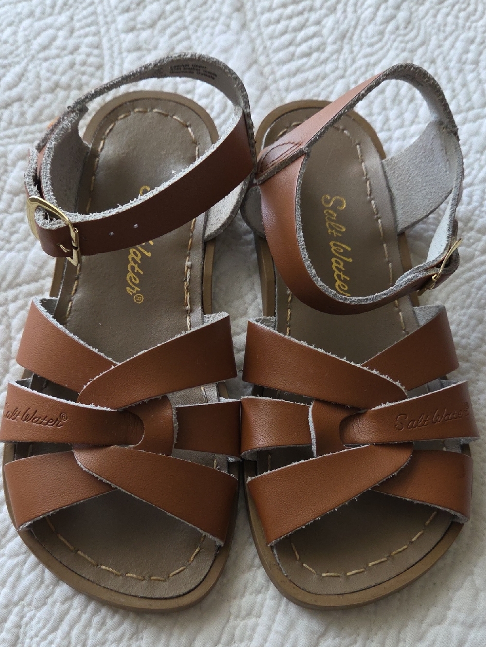 Sole Society Kids Tan Leather Strappy Sandals with Ankle Buckle
